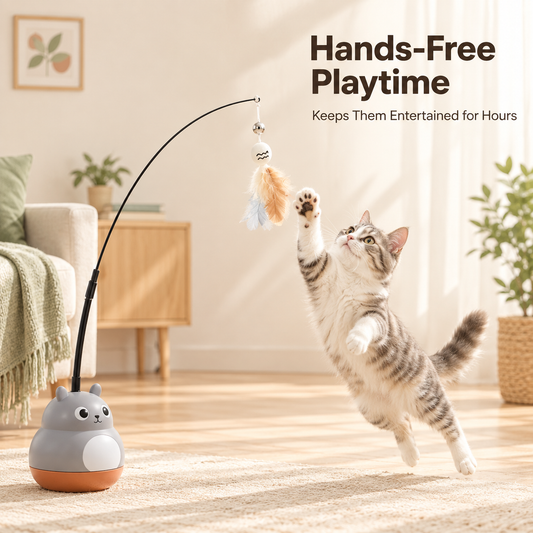 Jecuv Auto-Rotating Cat Wand Toy