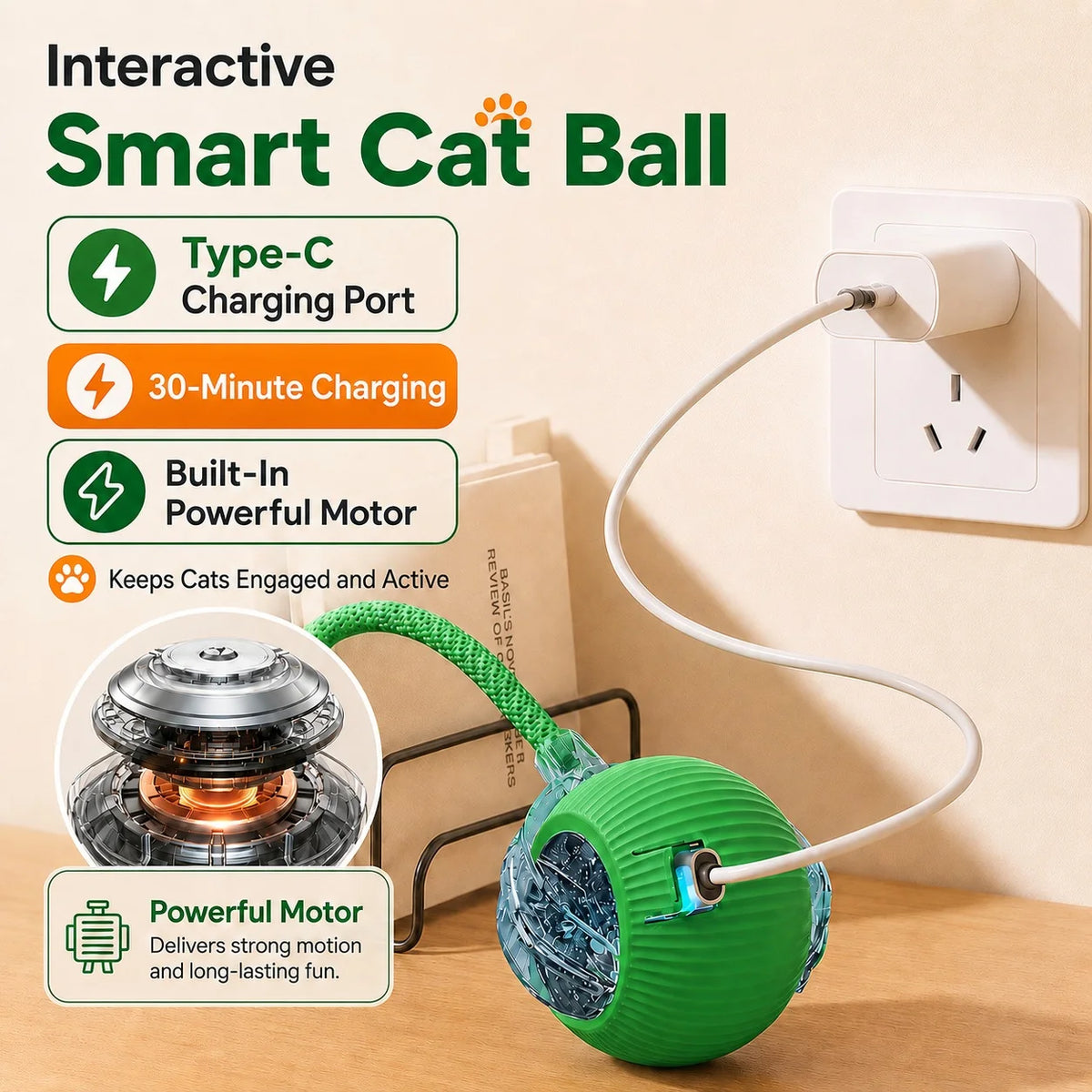 Jecuv Smart Rolling Cat Ball